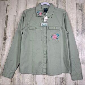 Disney Utility Jacket w Floral Back Pop Art Women's S Pastel‎ Green Resort